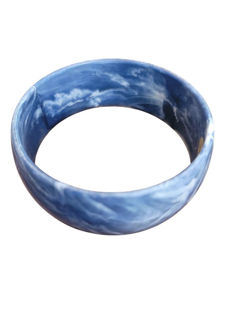 Vintage Blue & White Swirled Lucite Bangle size 8 Bracelet 1970's